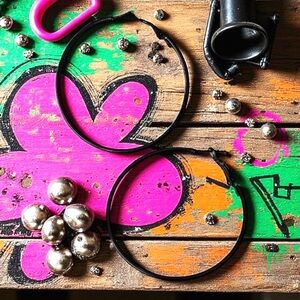 5 For $25💫Punky Big Black Hoops